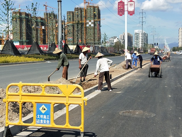 商城大道武溪路至武巖路左幅側(cè)分帶清理雜草、石塊及土方整理.jpg